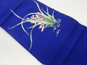 塩瀬金彩手描き草花模様名古屋帯